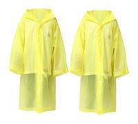 Fayemint 2 Piezas Infantiles Impermeable Chubasquero, EVA Ponchos Lluvia Niños, Poncho Lluvia con Capucha, Reutilizable, para Ciclismo Aire Libre, Camping, Viajes y Pesca (Amarillo)