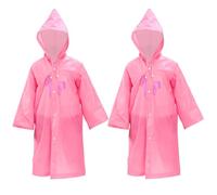 Fayemint 2 Piezas Infantiles Impermeable Chubasquero, EVA Ponchos Lluvia Niños, Poncho Lluvia con Capucha, Reutilizable, para Ciclismo Aire Libre, Camping, Viajes y Pesca (Rosa)