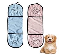 Fayemint 2 Piezas Toallas para Mascotas, Toalla de Microfibra para Perros, Toallas Absorbentes para Mascotas, con Bolsillos para Manos, para Mascotas de Todas Razas y Tamaños (Azul Claro, Rosa)