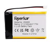 Fayerkar Batería de polímero de litio de 3,7 V 2100 mAh 654060 (704060) de repuesto para productos electrónicos DIY 3.7-4.2 V, GPS, luz LED, altavoz Bluetooth, fuente de alimentación móvil