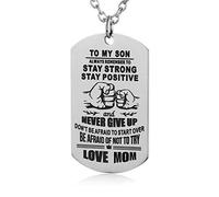 FAYERXL - Collar con Colgante Militar de Acero Inoxidable con Texto en inglés To My Son Gift Ideas from Dad &Mom