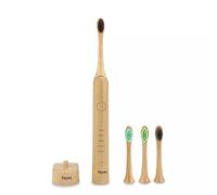 Fayet Cepillo de dientes eléctrico de bambú, IPX8 impermeable, cepillo de dientes eléctrico sónico inteligente, 3 cabezales de cepillo de dientes de bambú reemplazables, cepillo de dientes eléctrico recargable de 5 modos para adultos y niños