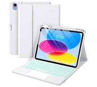 FAYGAOAI Funda con Teclado para iPad (A16) 11.ª/10.ª Generación, Contiene Ñ, Retroiluminada 7 Colores, Teclado Desmontable para iPad A16 11 Pulgadas 2025, 10.ª Generación, 10,9 Pulgadas 2022,Blanca