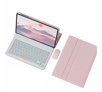 FAYGAOAI Funda con Teclado para Lenovo Tab M10 Plus 3ª Gen (2022) TB-125FU 10,6", Contiene Ñ, Retroiluminación 7 Colores, Teclado Inalámbrico Magnético Desmontable,Rosado