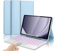 FAYGAOAI Funda con Teclado para Samsung Galaxy Tab A7 10.4'' 2022/2020 (SM-T500/T505), Contiene Ñ, Retroiluminación 7 Colores, Teclado Inalámbrico Magnético Desmontable con Soporte para S Pen,Azul