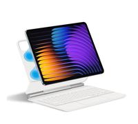 FAYGAOAI Funda con Teclado para Xiaomi Mi Pad 7/7 Pro 11.2" 2024, Contiene Ñ, Soporte Magnético Flotante, Teclado Retroiluminado a Color, Trackpad Multitáctil,Blanca
