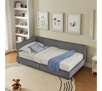 FAYICIC Cama individual de 90 x 200 cm, diseño de terciopelo agradable a la piel, cuna con respaldo alto, (sin colchón) (gris oscuro, 90 x 200 cm)