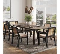 FAYICIC Juego de 6 sillas de comedor de terciopelo de alta calidad, ergonómicas, con respaldo de ratán, patas de madera de goma (6 unidades)