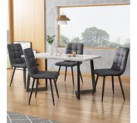 FAYICIC Juego de mesa de comedor de 117 cm con 4 sillas, mesa de comedor rectangular moderna, silla de comedor, patas de mesa negras (lino gris oscuro)