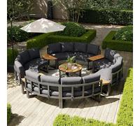 FAYICIC Juego de muebles de jardín para 4-6 personas, sillas de jardín cómodas, cómodos muebles de jardín con cojines y cojines grises, patas ajustables, elegante sofá redondo, gris (2 juegos)