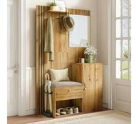 FAYICIC Juego de perchero con espejo y cojines, 115 x 185 x 37 cm, color negro