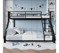 FAYICIC Litera, 90 x 200 cm, 140 x 200 cm, barandilla, escalón, certificado EN747, sin colchón, metal (negro)