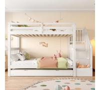 FAYICIC Litera de 90 x 200 cm, con cama plegable, barandilla alta, certificado EN747-1, color blanco