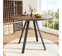 FAYICIC Mesa de comedor redonda (80 × 80 × 75 cm), mesa de comedor de cocina, mesa de centro redonda para 4 personas, adecuada para comedor, sala de estar, patas de metal (color nogal)
