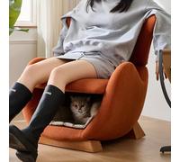 FAYICIC Sillón de diseño con aspecto de tiburón ballena, silla de salón que admite mascotas, proporciona un refugio para gatos y perros pequeños, tela antiarañazos, sofá individual