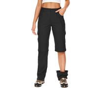 Faysfad Pantalones de caminar para mujer, pantalones cargo impermeables de verano, de secado rápido, convertibles, elásticos, al aire libre, casuales, UPF 50, para senderismo, con cremallera, Negro