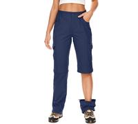 Faysfad Pantalones de senderismo para mujer, pantalones cargo impermeables de verano, de secado rápido, convertibles, elásticos, casuales al aire libre, UPF 50, con cremallera para quitar, azul, 40