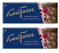 Fazer Karl Fazer Raspberry & Regaliz Chocolate con leche 2 Bars von 200 g 14,2 Unzen