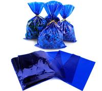 FAZHBARY 100 bolsas de celofán azul de 6 x 9 pulgadas, bolsas de regalo azules, bolsas de dulces azules para suministros de fiesta azul