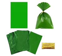 FAZHBARY 100 bolsas de celofán verde, bolsas de plástico, bolsas de celofán, bolsas de regalo de fiesta