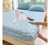Fazi Gadgets Elastic Fitted Bed Sheets,Elastic Bed Sheets, Various Sizes, Soft Comfortable, Plush Fluffy for All Beds (Light Blue, 90 x 200 cm)