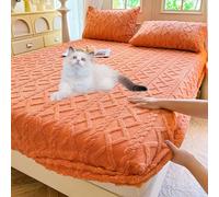 Fazi Gadgets Elastic Fitted Bed Sheets,Elastic Bed Sheets, Various Sizes, Soft Comfortable, Plush Fluffy for All Beds (naranja, 200 x 220 cm)
