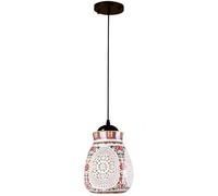 FAZRPIP Lámpara Colgante de cerámica Hueca Estilo Oriental Vintage, lámpara de araña de cerámica, lámpara Colgante de Porcelana China para Comedor, Isla de Cocina, iluminación de mesita de Noche