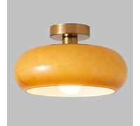 FAZRPIP Lámpara de Techo Industrial semiempotrada, 1 luz, Pantalla de lámpara Colgante de Cristal Naranja, iluminación de Granja para Porche, Pasillo, Cocina, Dormitorio, lámparas Colgantes Vintage