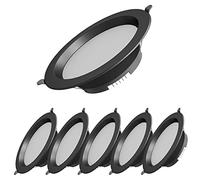 FAZRPIP Paquete de 6 LED Downlight Panel de Aluminio Negro Luz deflectora Trim 5W 9W 12W 18W Luz empotrada Ultra Delgada para baño Cocina Inodoro Lavabo Downlights CRI85 +