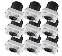 FAZRPIP Paquete de 9 Luces empotradas cuadradas retráctiles Embellecedor de Deflector LED Foco empotrable Giratorio Foco retroadaptado de Globo Ocular Foco retroadaptado de luz Diurna