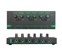 Fazvncv Amplificador de auriculares portátil de 4/6 canales, amplificador estéreo, divisor de auriculares, 4 x 3,5 mm, 4 puertos de 6,35 mm, salida múltiple