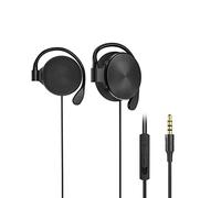 Fazvncv Auriculares de música de 3,5 mm con micrófono de 3,5 mm, cancelación de ruido de graves para correr, ejercicio, deportes sobre la oreja, gancho con micrófono para entrenamiento, ejercicio