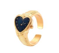 Fazvncv Elegantes anillos ajustables con forma de corazón y textura geométrica de aleación, adecuados para varias ocasiones, corazón vintage, talla única, como se describe, como se describe