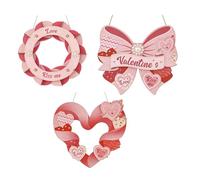 Fazvncv Juego de 3 letreros colgantes de madera con temática de emociones grabados a mano, perfectos para espacios de vida y mejoras de patio, juego de colgador de puerta moldeado en forma de corazón