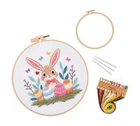 Fazvncv Juego de bordado con temática de Pascua con instrucciones (idioma español no garantizado), hilo de aro y aguja para entusiastas de la artesanía. Juego de Pascua