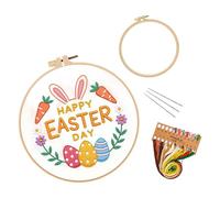 Fazvncv Juego de bordado con temática de Pascua con instrucciones (idioma español no garantizado), hilo de aro y aguja para entusiastas de la artesanía. Juego de Pascua