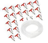 Fazvncv Juego de riego Lagomorph de 20 divisiones que incluye manguera transparente de 10 m para una disposición automática eficiente de absorción en cabañas Lagomorph, palancas de riego automático