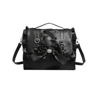 Fazvncv Mochila de hombro convertible de anime con correa desmontable, diseño de piel sintética y almacenamiento espacioso para niñas, bolso de mano de corazón con lazo de anime, Black