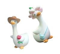 Fazvncv Par de figuras decorativas de patos, decoración de animales, para balcón, jardín, estanque, resistente a la intemperie, regalo del día de valetines, adorable estatua de patos