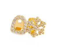 Fazvncv Patrón de copo de nieve con doble diente de joyería, accesorios de decoración de dientes de cobre, accesorio de moda para el cuerpo, joyería de cobre, talla única, como se describe, como se