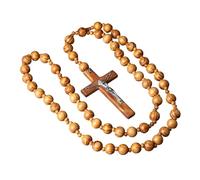 Fazvncv Rosario grande de cuentas de madera con cruces para colgar en la pared, adorno religioso católico para el hogar espiritual