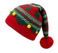 Fazvncv Sombrero navideño con estampado de temporada | Gorro de punto con acabado acanalado para vestir retratos de fiesta al aire libre