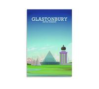 Fbaoda Glastonbury - Póster de viaje Vitger, póster de viaje, lienzo, decoración de pared, habitación, casa, dormitorio, oficina, pósteres, impresiones artísticas para pared, decoración rústica para