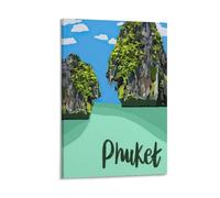 Fbaoda Póster de viaje de Phuket de Tailandia, póster de viaje de Vitger, arte de pared, habitación, casa, dormitorio, oficina, pósteres, impresiones artísticas para pared, decoración rústica del