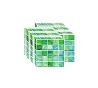 FBBULES 20 Piezas Pegatinas de Pared PVC, Azulejos Adhesivos Impermeable Protector contra Salpicaduras para Baño Cocina Sala Mosaico Verde (10 x 10 cm / 4 x 4 Pulgadas)