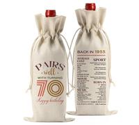 FBCCZEY Divertidos regalos de 70 cumpleaños para mujeres y hombres, bolsa de vino de feliz aniversario, suministros de fiesta de 70 cumpleaños, decoraciones de bolsas de vino, regalos para mujer de 70
