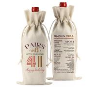 FBCCZEY Divertidos regalos de cumpleaños número 41 para mujeres y hombres, regalos de cumpleaños de 41 años para mujeres, bolsa de vino, feliz aniversario, suministros de fiesta de cumpleaños,