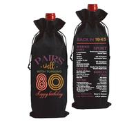 FBCCZEY Divertidos regalos de cumpleaños para niños de 80 años, bolsa de vino de feliz aniversario, decoraciones de fiesta de cumpleaños 80 para mujeres y hombres, bolsa de botella de vino, regalos de