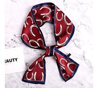 FBFGElegante pañuelo largo de seda floral con banda para el pelo, pañuelo para el cuello para mujer pequeña, 109-WineRed
