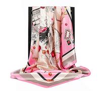 FBFGSilk Bufandas Mujeres Foulard 90 * 90cm Pañuelo de cabeza cuadrado Damas Mantón envolvente silenciador Pañuelo Pañuelo mujer gasa hijab poncho lana 90X90cm 49